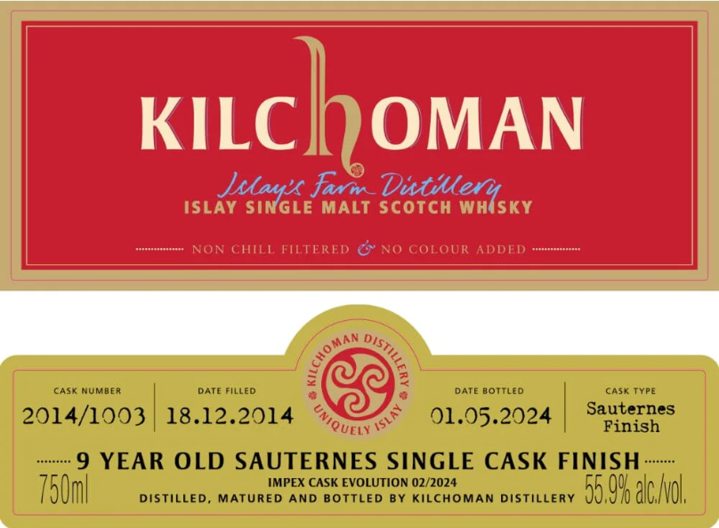 Kilchoman 9 Year Old Sauternes Cask Impex Cask Evolution 02/2024 Single Malt Scotch Whisky at CaskCartel.com