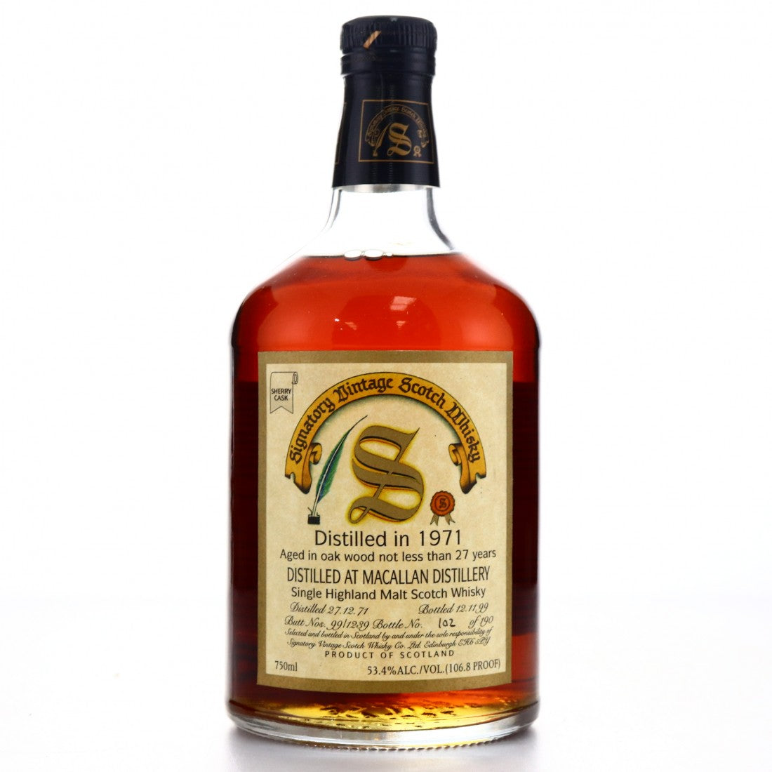 Macallan 27 Year Old 1971 Signatory Vintage Scotch Whisky at CaskCartel.com