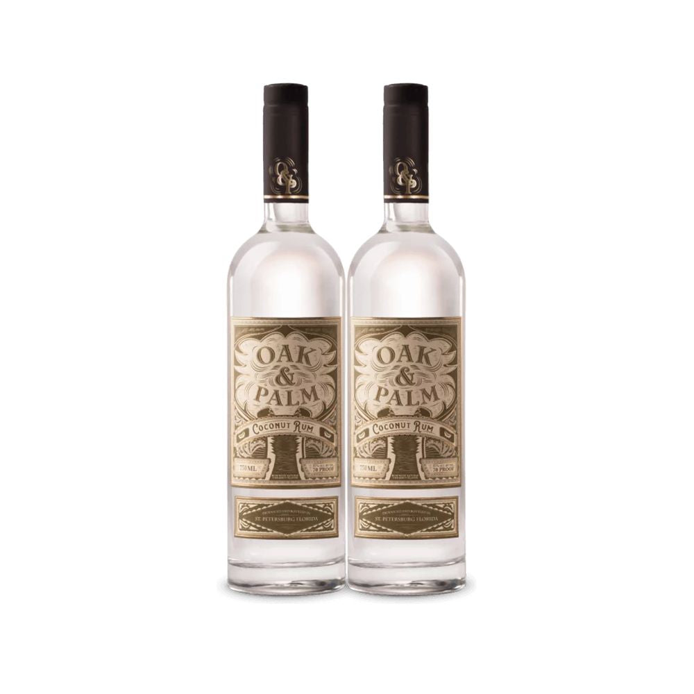 Paquete de botellas de ron de coco de roble y palma (2)