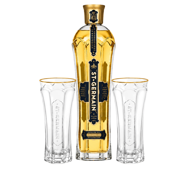 St-Germain Elderflower Liqueur w/ Spritz Signature Glasses  | Set of (4) at CaskCartel.com