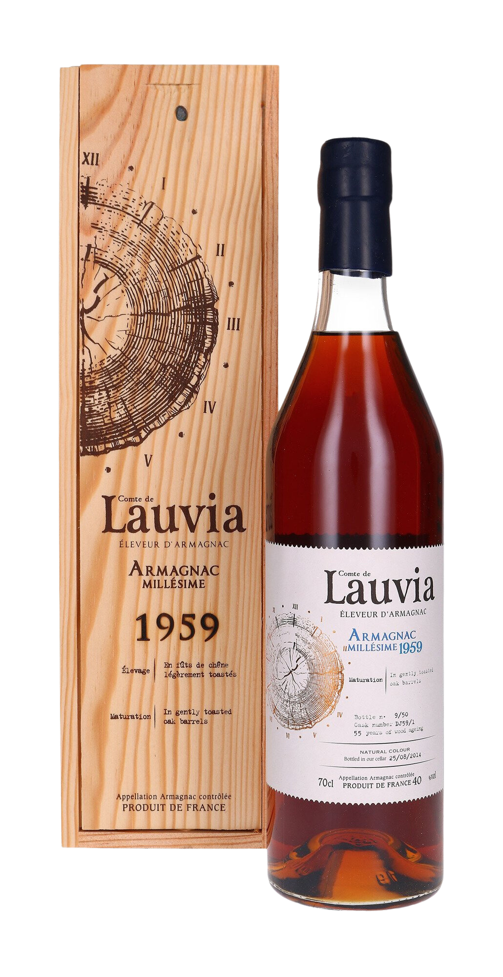 1959 Comte de Lauvia Vintage 55 Year Old Armagnac | 700ML at CaskCartel.com