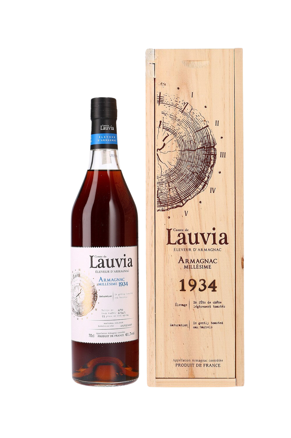 1934 Comte de Lauvia Vintage 73 Year Old Armagnac | 700ML at CaskCartel.com