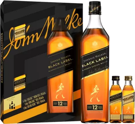 Johnnie Walker Black Label Gift Set With 2 50ml Extra Bottles at CaskCartel.com
