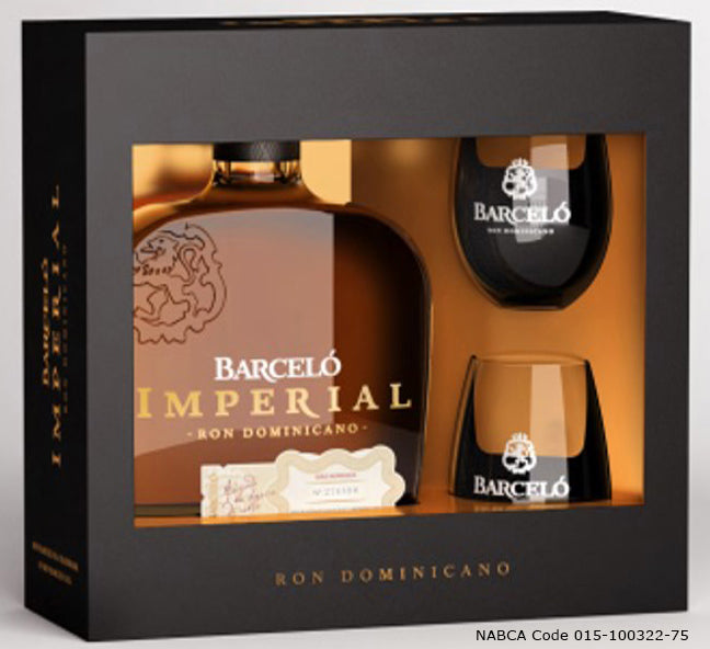 Ron Barcelo Imperial Rum With 2 Rock Glass
