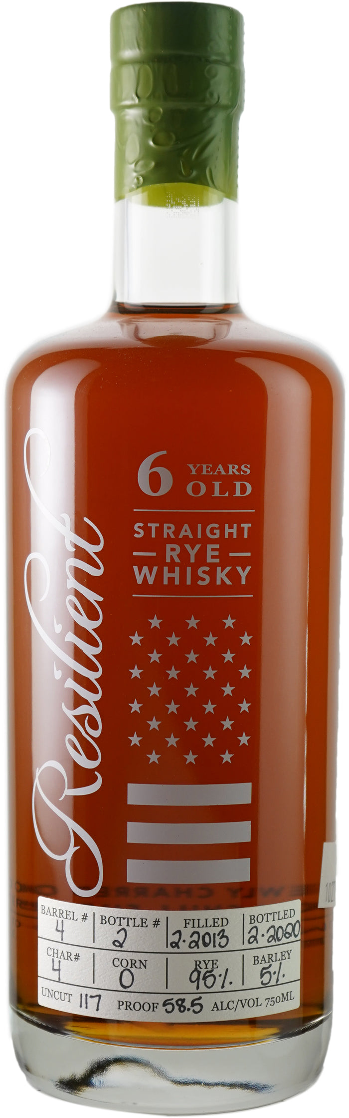 Resilient Barrel Strength Straight Rye Single Barrel # 4 Whiskey
