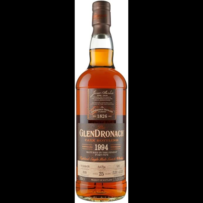 Glendronach 25 year Old Vintage Port Pipe # 5287 1994 Scotch Whisky