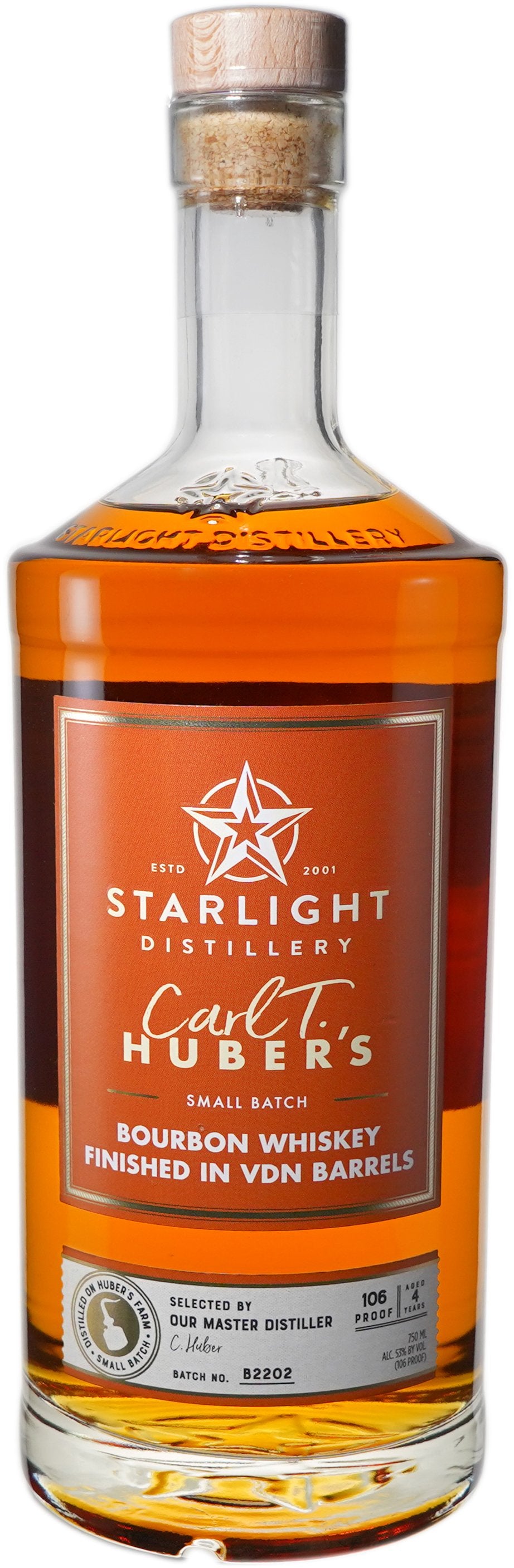 Huber's Starlight Finished in VDN Barrels Bourbon Whiskey at CaskCartel.com