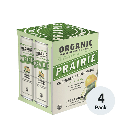 Prairie Organic Sprakling Cucumber Lemonade Craft Cocktails Cocktail 4 Pack | 355ML