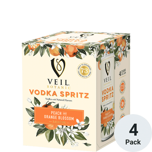 Veil Botanic Spritz Peach and Orange Blossom Cocktail | 4pk-12oz Cans at CaskCartel.com