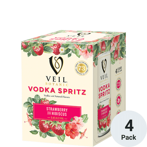 Veil Botanic Spritz Strawberry and Hibiscus Cocktail | 4pk-12oz Cans