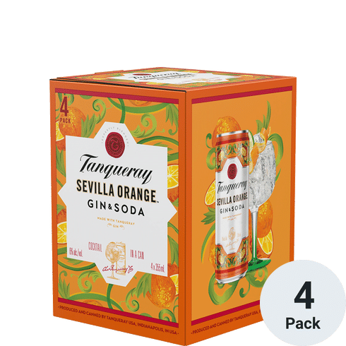 Tanqueray Sevilla Orange Gin & Soda Ready To Drink Cocktail | 4pk-12oz Cans at CaskCartel.com