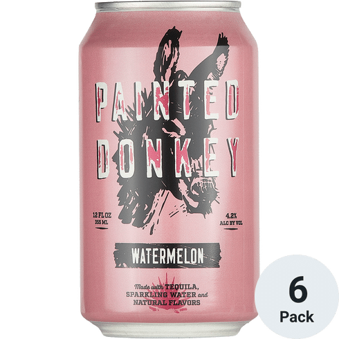 Painted Donkey Watermelon Margarita Cocktail 6 Pack | 12OZ