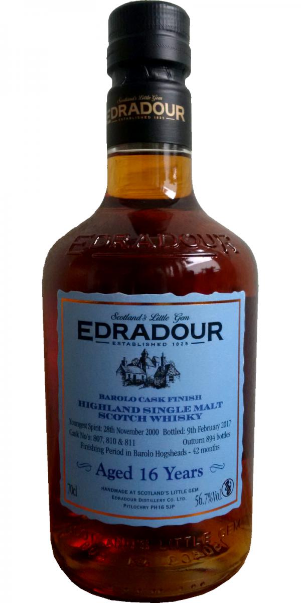 Edradour 2000 (B.2017) 16 Year Old, Barolo Cask Finish Scotch Whisky | 700ML