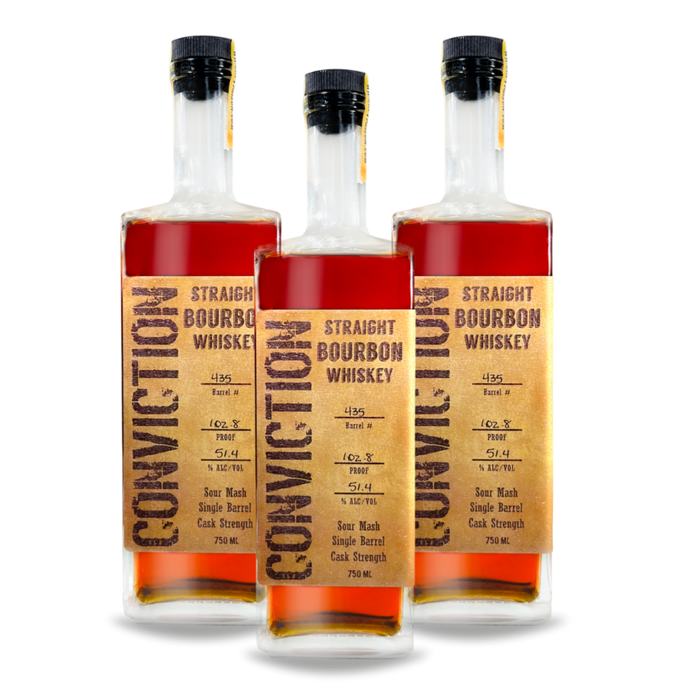 Conviction Single Barrel Bourbon Whiskey (3) Bottle Bundle