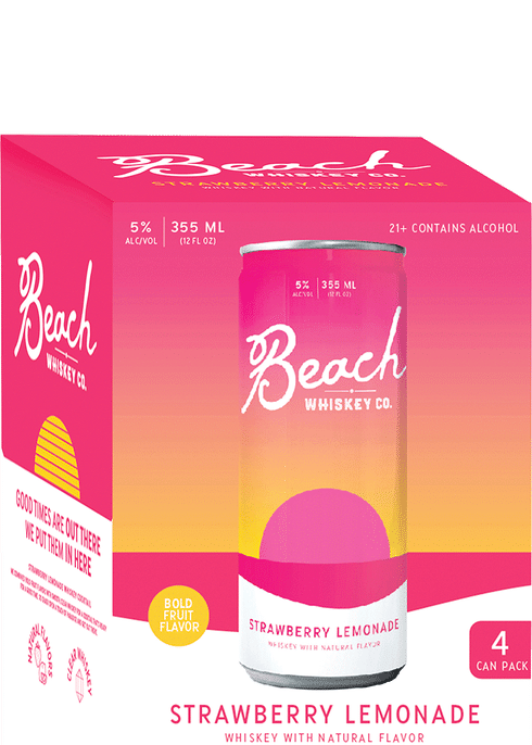 Beach Whiskey Co Strawberry Lemonade Cocktail | 4x355ML at CaskCartel.com