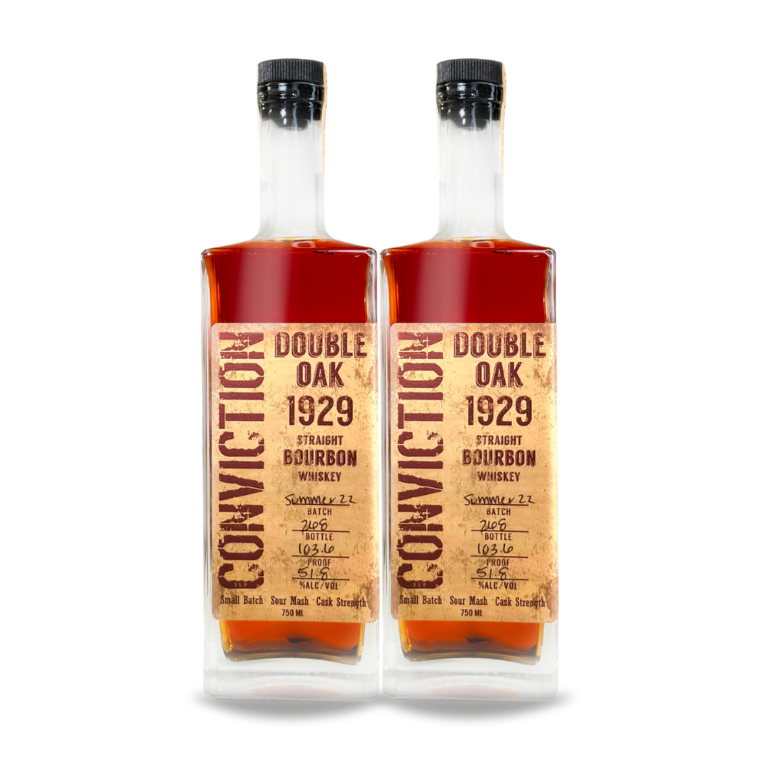 Conviction 1929 Double Oak Straight Bourbon Whiskey (2) Bottle Bundle at CaskCartel.com