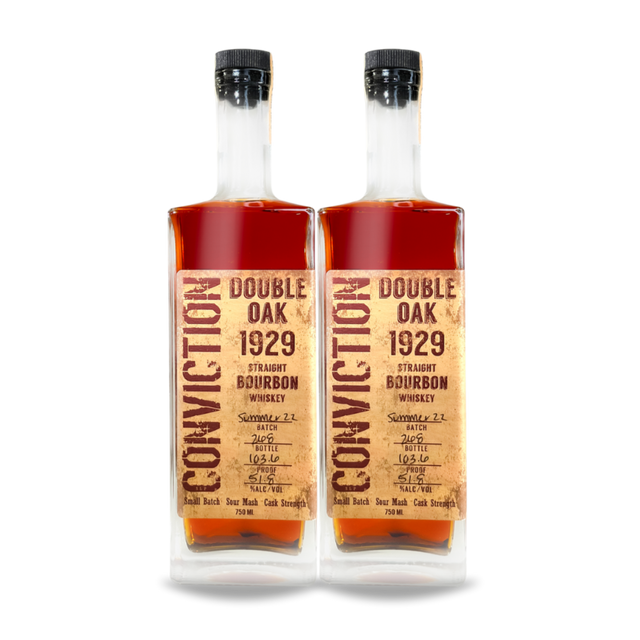 Conviction 1929 Double Oak Straight Bourbon Whiskey (2) Bottle Bundle at CaskCartel.com