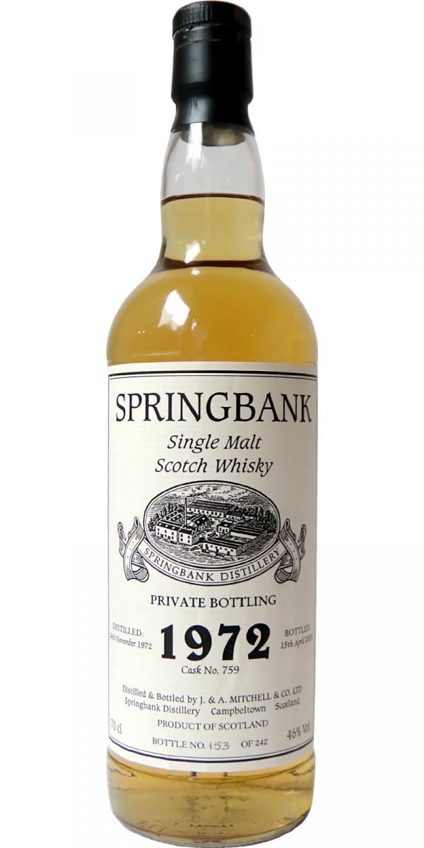 Springbank 1972 Single Malt Scotch Whisky 30 Year Old