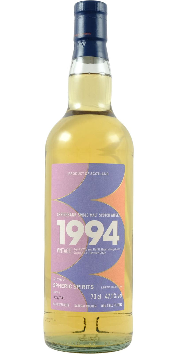Springbank 1994 Spheric Spirits 27 Year Old Single Malt Scotch Whisky