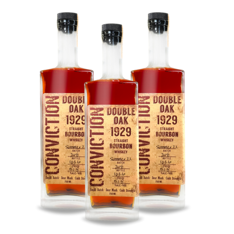 Conviction 1929 Double Oak Straight Bourbon Whiskey (3) Bottle Bundle at CaskCartel.com