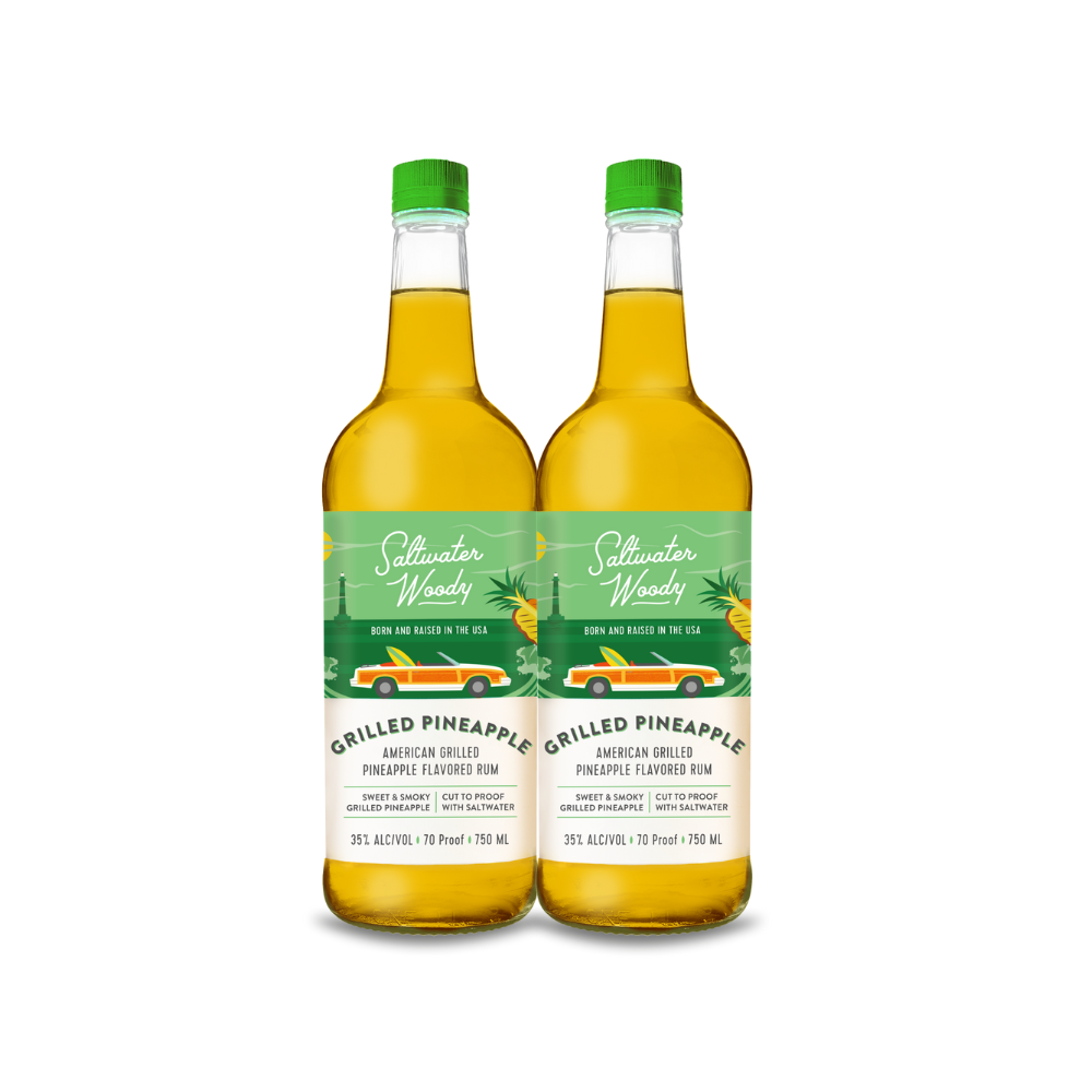 Saltwater Woody Grilled Pineapple American Grilled Pineapple Flavored Rum (2) Bottle Bundle at CaskCartel.com