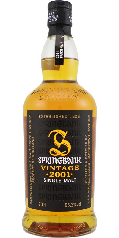 Springbank 2001 Vintage Batch 1 Single Malt Scotch Whisky 8 Years Old