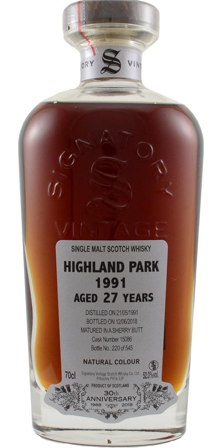 Highland Park 1991-2018 Signatory Vintage 27 Year Old Single Malt Scotch Whisky | 700ML at CaskCartel.com