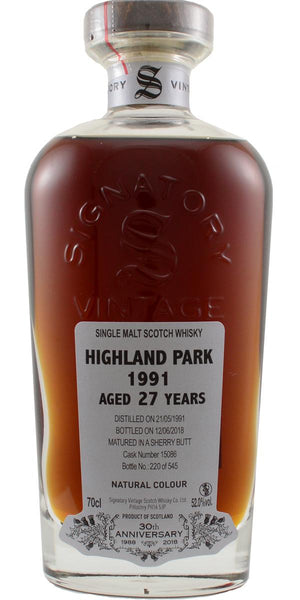 Highland Park 1991-2018 Signatory Vintage 27 Year Old Single Malt Scotch Whisky | 700ML at CaskCartel.com