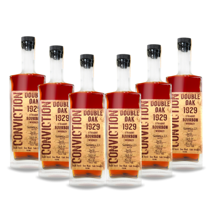 Conviction 1929 Double Oak Straight Bourbon Whiskey (6) Bottle Bundle