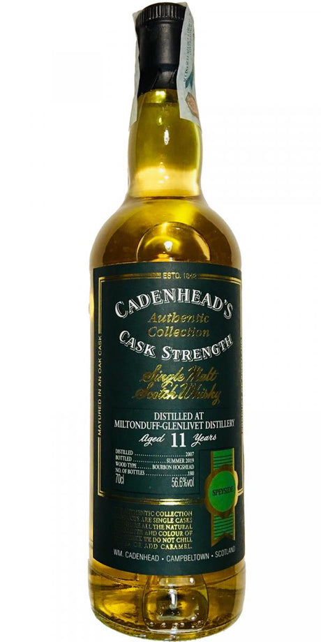 Miltonduff 2007 (Cadenhead's) Authentic Collection 11 Year Old 2019 Release Single Malt Scotch Whisky | 700ML at CaskCartel.com