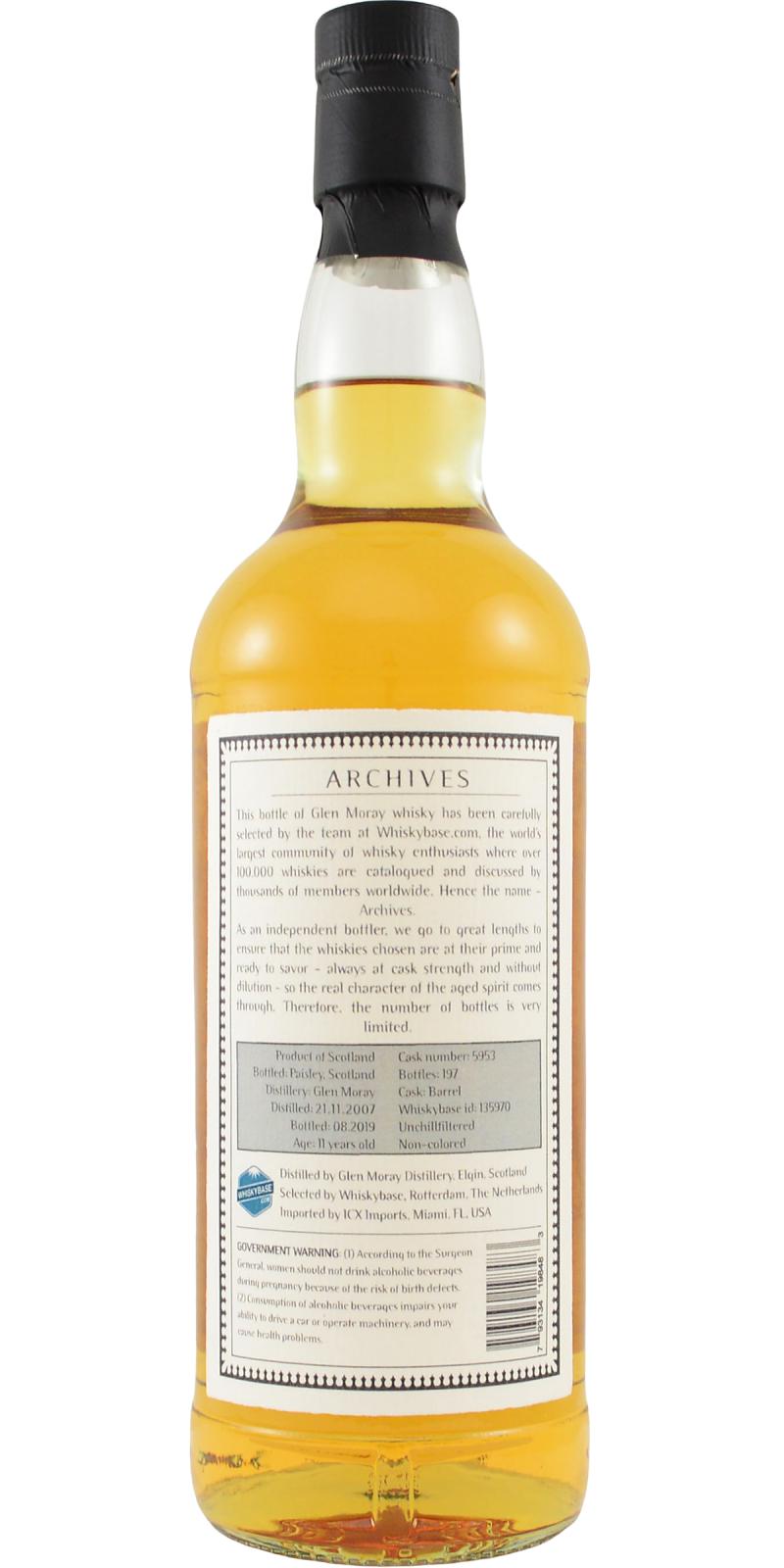 Glen Moray 2007 (Archives) Butterflies from the USA 11 Year Old 2019 Release (Cask #5953) Single Malt Scotch Whisky at CaskCartel.com