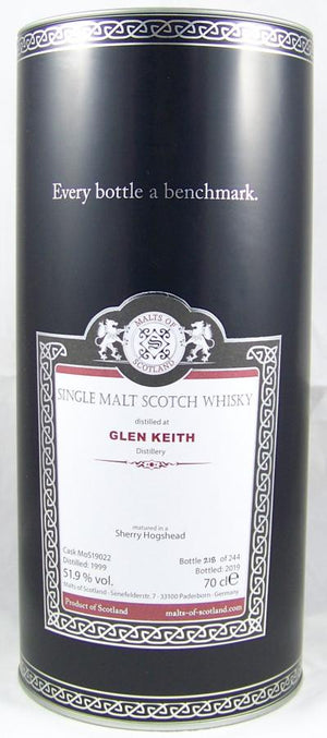 Glen Keith 1999 (Malts of Scotland) 2019 Release (Cask #MoS 19022) Single Malt Scotch Whisky | 700ML at CaskCartel.com