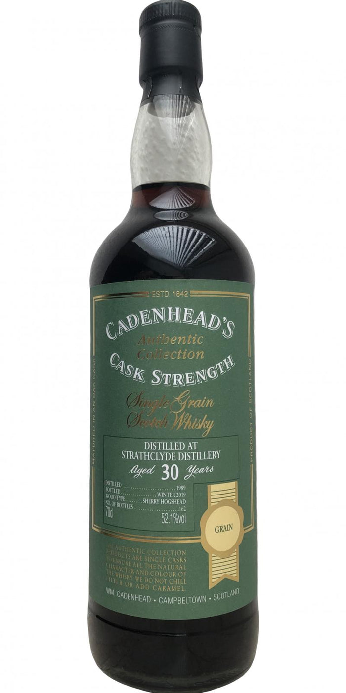 Strathclyde Cadenheads Authentic Collection Single Sherry Cask 1989 30 Year Old Whisky | 700ML