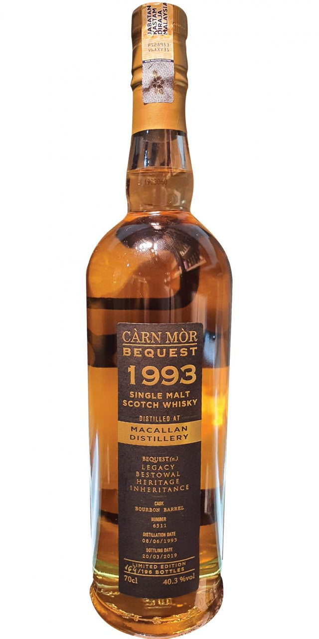 Macallan 1993 (Morrison and MacKay) Càrn Mòr - Bequest (Cask #6511) 2019 Release Single Malt Scotch Whisky | 700ML at CaskCartel.com