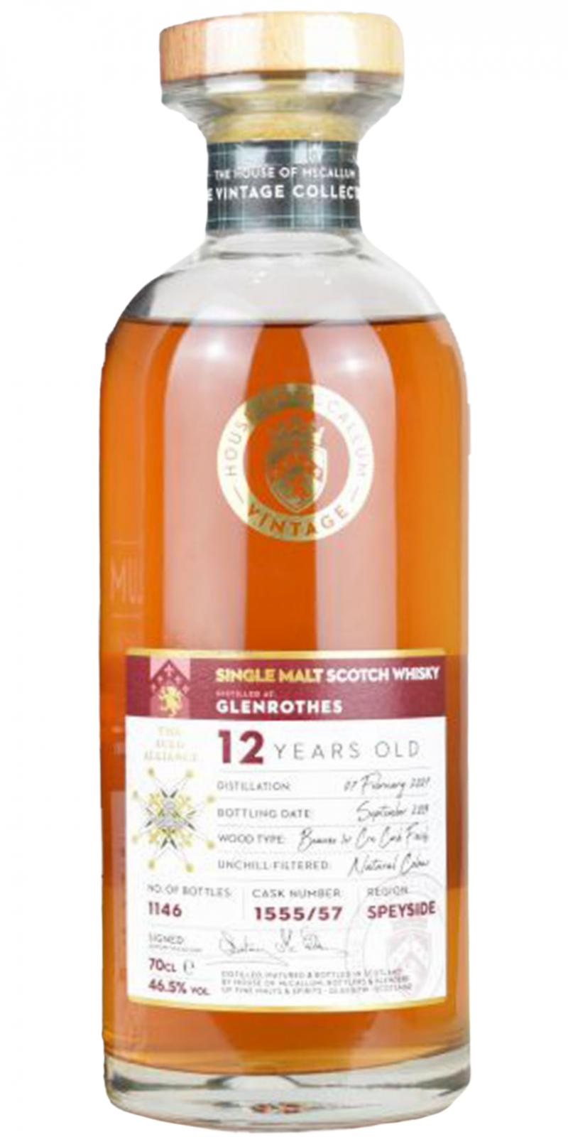 Glenrothes 2007 (House of McCallum) The Vintage Collection 12 Year Old 2019 Release (Cask #1555/57) Single Malt Scotch Whisky | 700ML at CaskCartel.com