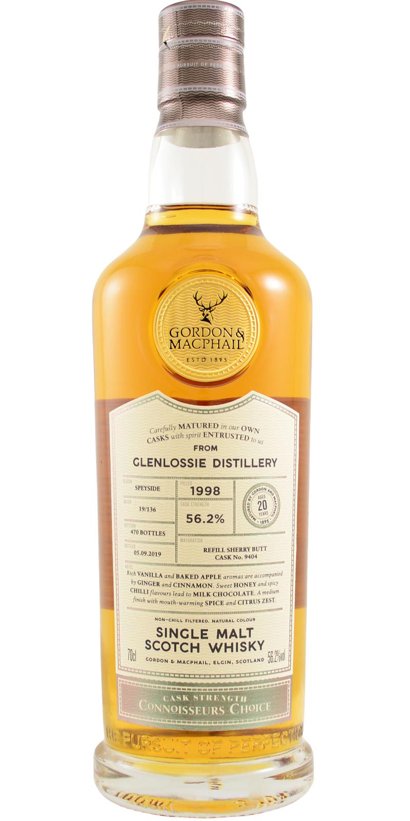 Glenlossie 1998 (Gordon & MacPhail) Connoisseurs Choice - Cask Strength (Cask #9404) 20 Year Old 2019 Release Single Malt Scotch Whisky | 700ML at CaskCartel.com