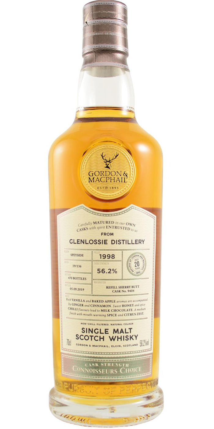 Glenlossie 1998 (Gordon & MacPhail) Connoisseurs Choice - Cask Strength (Cask #9404) 20 Year Old 2019 Release Single Malt Scotch Whisky | 700ML
