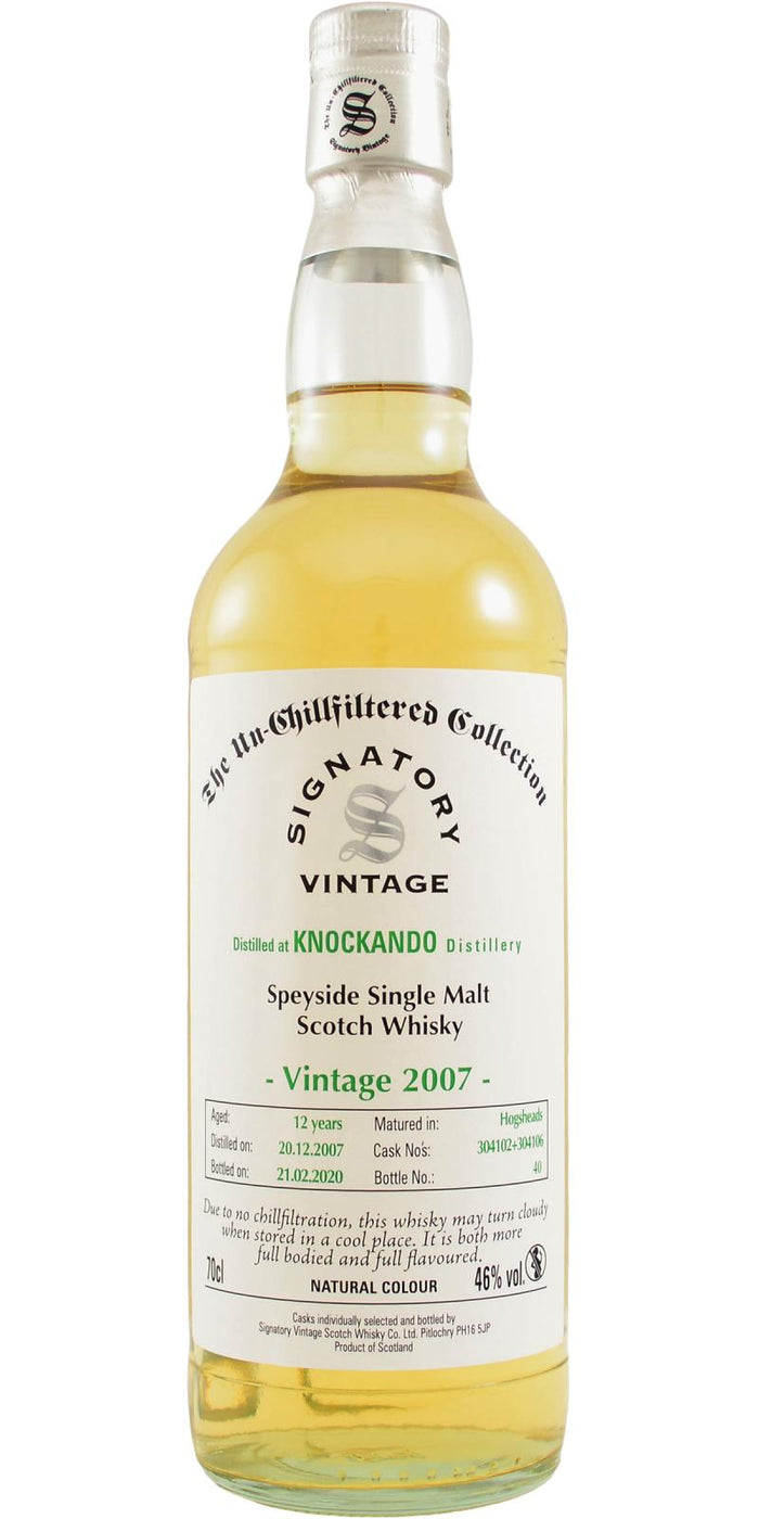 Knockando 12 Year Old (D.2007, B.2020) Signatory Vintage Scotch Whisky | 700ML