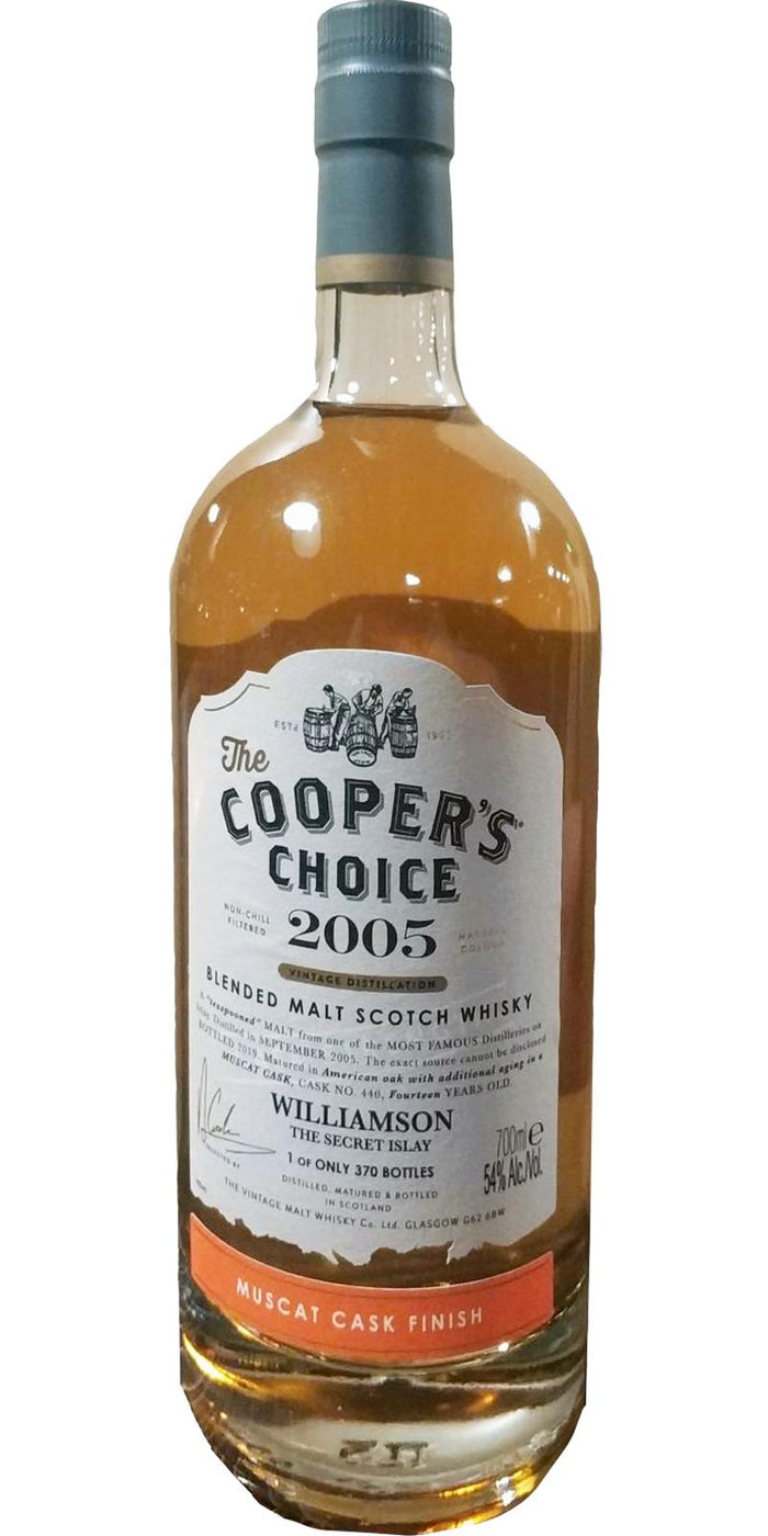Williamson Cooper's Choice Blended Malt Muscat Cask Finish #440 2005 14 Year Old Whisky | 700ML