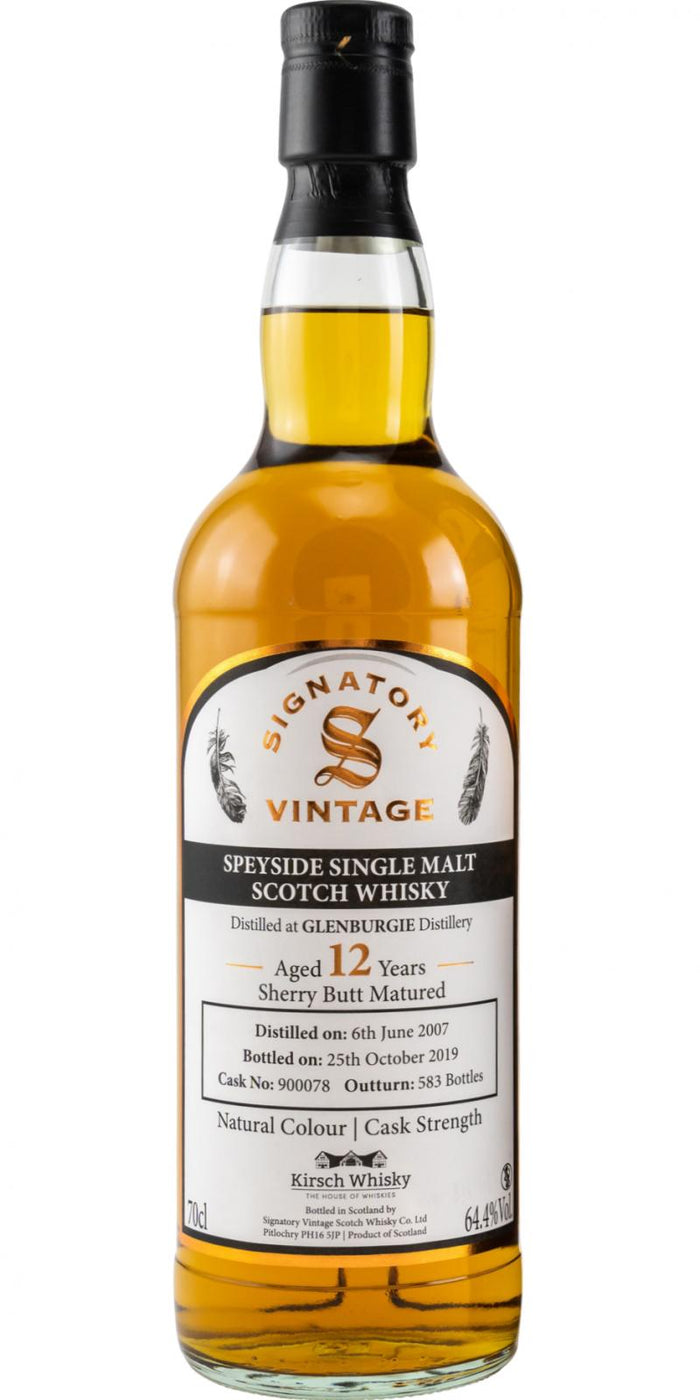 Glenburgie 2007 (Signatory Vintage) Natural Colour | Cask Strength (Cask #900078) 12 Year Old 2019 Release Single Malt Scotch Whisky | 700ML