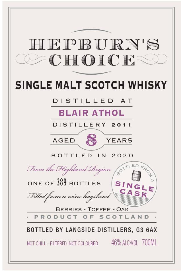 Blair Athol 8 Year Old (D.2011, B.2020) Hepburn's Choice Scotch Whisky | 700ML at CaskCartel.com