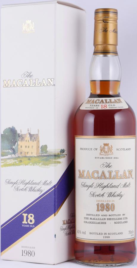 Macallan 18 Year Old (D.1980, B.1998) Sherry Wood Scotch Whisky