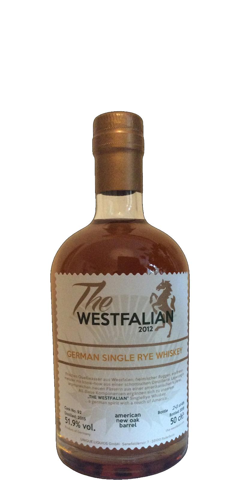 The Westfalian 2015 (Cask #TW92) 2018 Release German Single Rye Whiskey | 500ML at CaskCartel.com