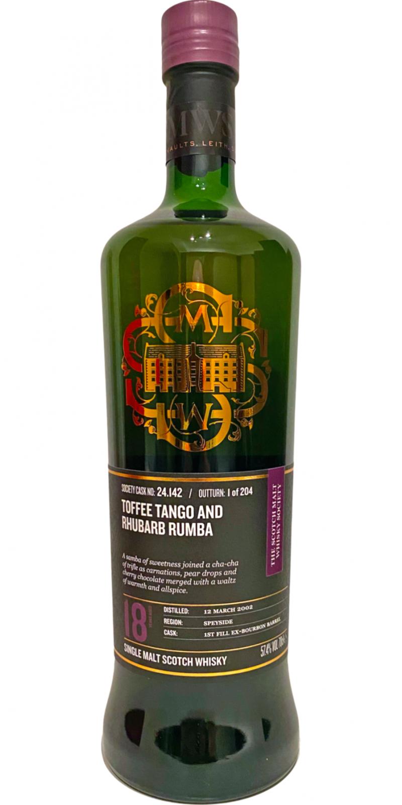 Macallan 2002 SMWS 24.142 Toffee tango and rhubarb rumba 18 Year Old (2020) Release (Cask #24.142) Scotch Whisky | 700ML at CaskCartel.com