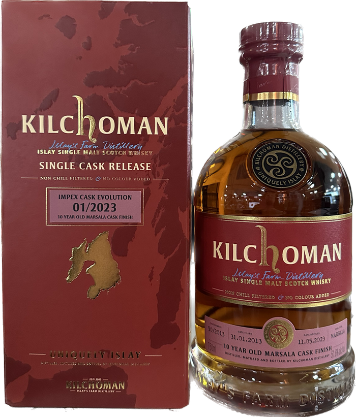 Kilchoman ImpEx Cask Evolution 01/2023 10 Year Old Marsala Cask # /50 Finished 2013 Scotch Whisky