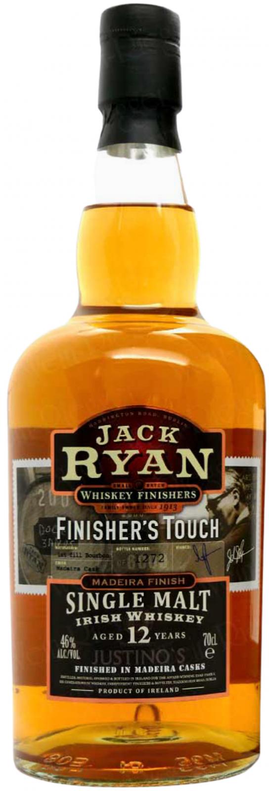 Jack Ryan Finisher's Touch 12 year Old Irish Single Malt Finished in Madeira Cask Whiskey