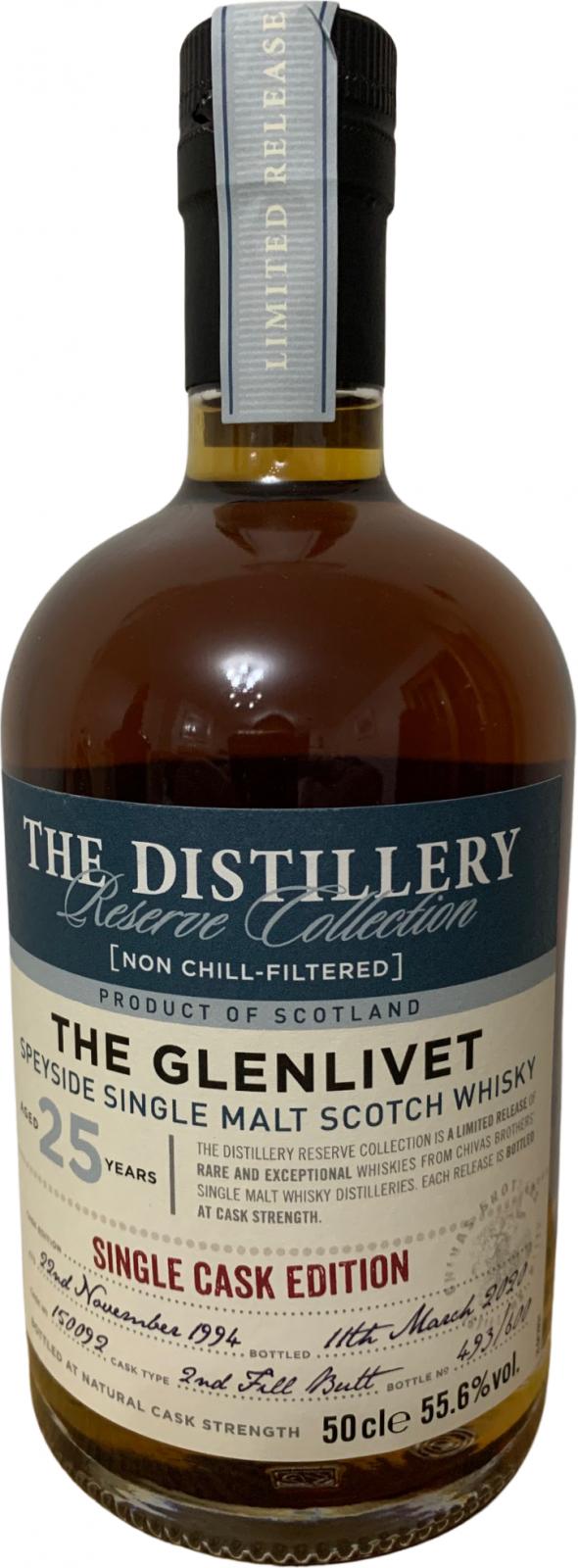 Glenlivet 1994 The Distillery Reserve Collection 25 Year Old (2020) Release (Cask #150092) Scotch Whisky | 500ML at CaskCartel.com