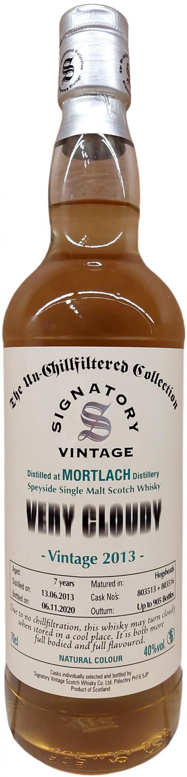 Mortlach 2013 SV The Un-Chillfiltered Collection - Very Cloudy 7 Year Old (2020) Release (Cask #803513+803516) Scotch Whisky | 700ML at CaskCartel.com