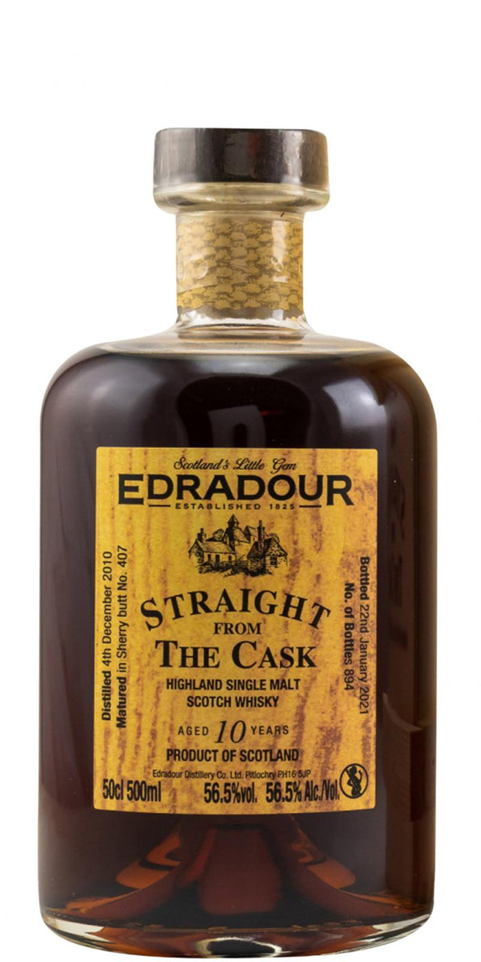 Edradour Straight From The Cask Single Sherry Cask (#407) 2010 10 Year Old (Proof 113) Whisky | 500ML