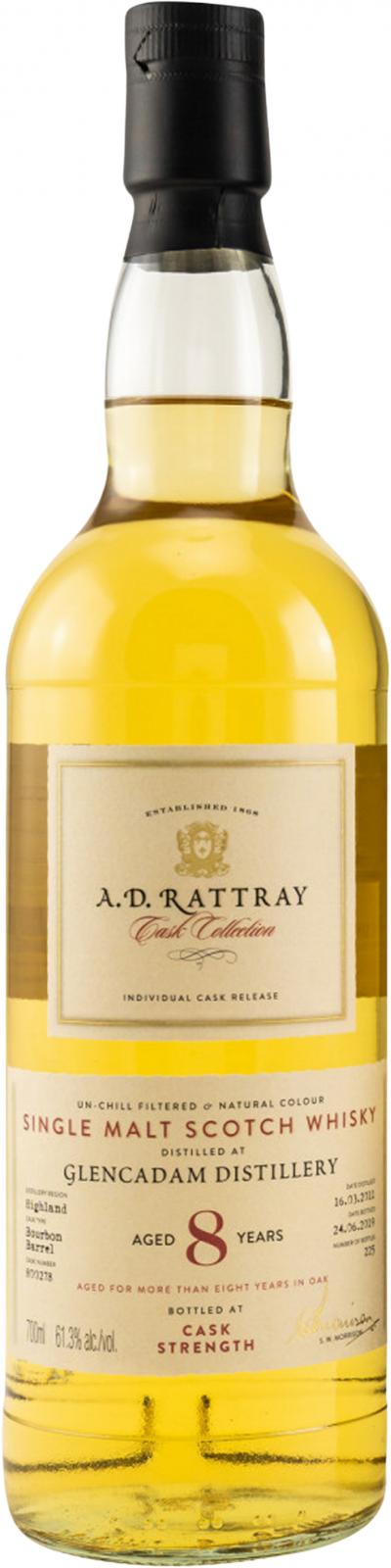 Glencadam 2011 (A.D. Rattray) Cask Collection 8 Year Old 2019 Release (Cask #800278) Single Malt Scotch Whisky | 700ML